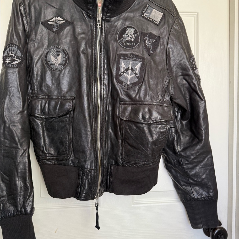 Top Gun Leather Vintage Bomber Black size 3 x - Picture 4 of 8